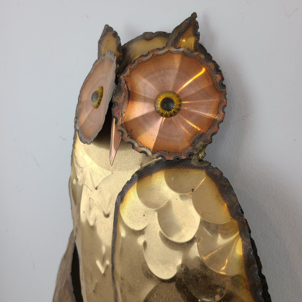 Vintage Perched Owl Brass Sculpture