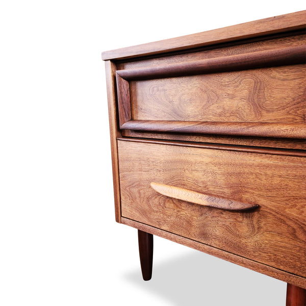 Walnut Two Drawer Nightstand Decade Five Furniture Co.