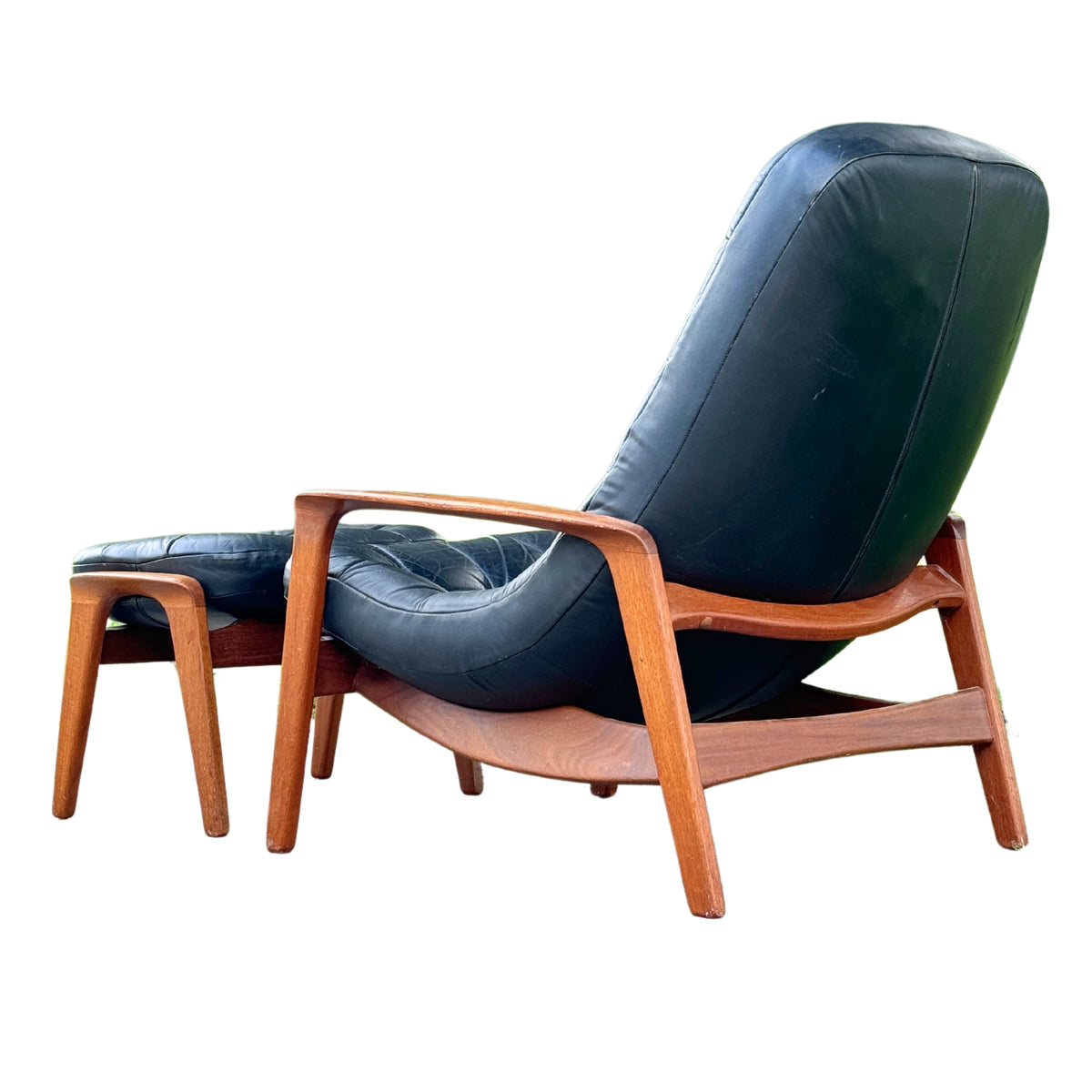 Original Leather R. Huber Chair and Footstool