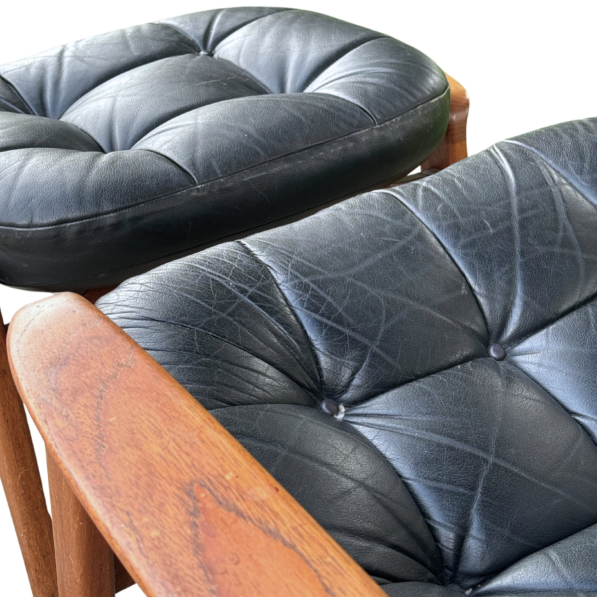Original Leather R. Huber Chair and Footstool