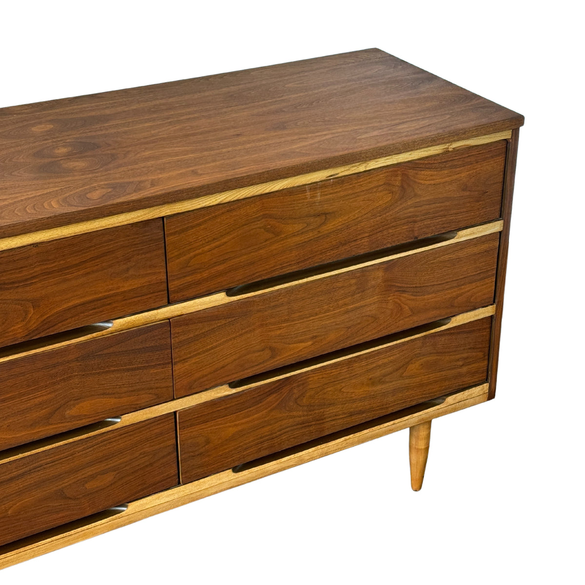 Walnut and Ash Six Drawer Dresser