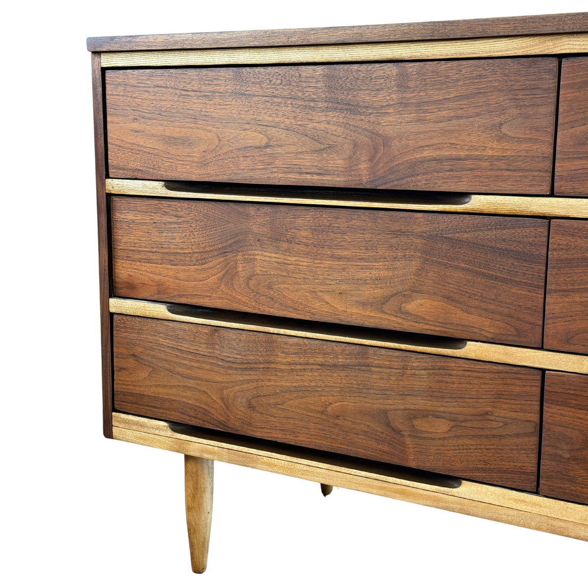 Walnut and Ash Six Drawer Dresser