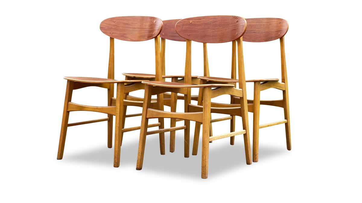 Teak and Beech Dining Chairs