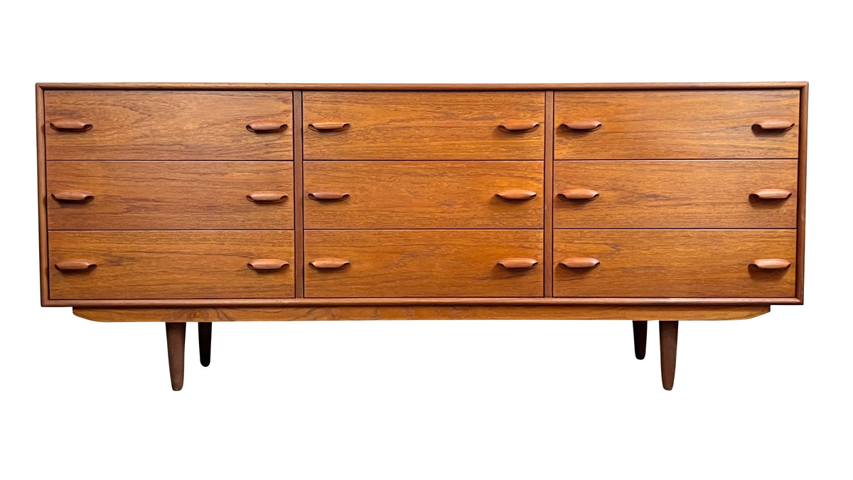 Teak Nine Drawer Dresser