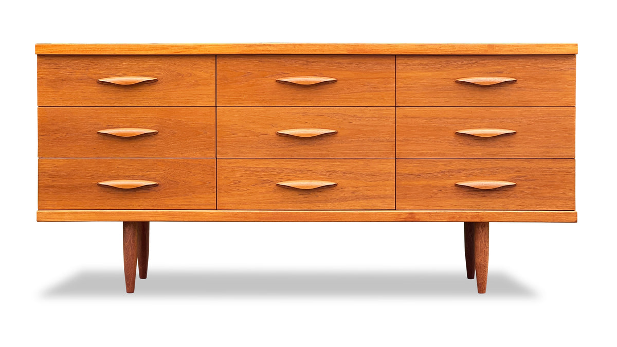 Teak Nine Drawer Dresser