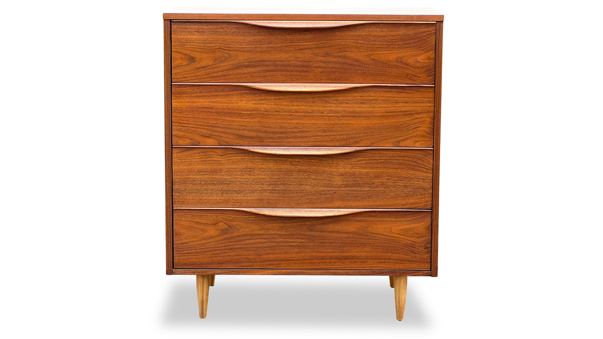 Vintage Walnut Four Drawer Highboy