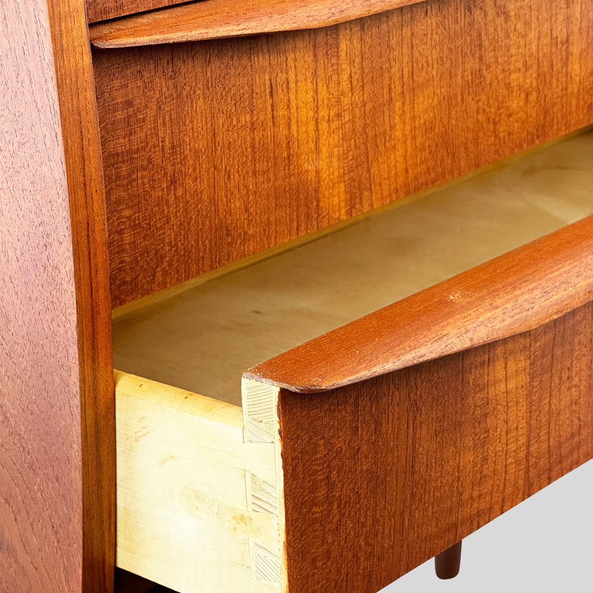 Teak Three Drawer Nightstand