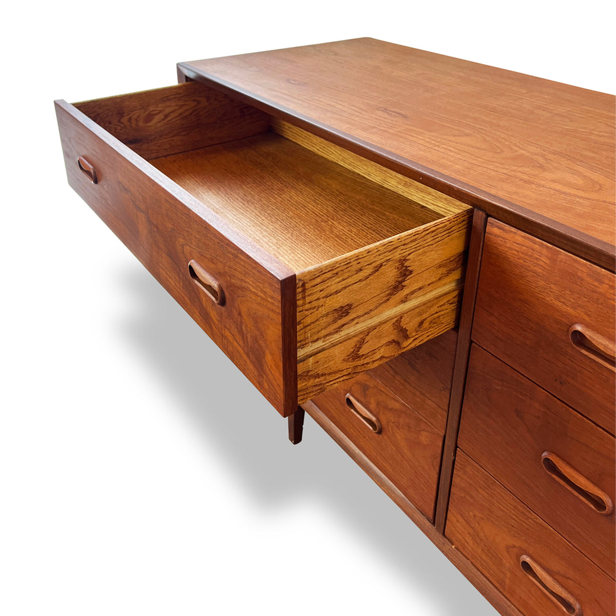 Teak Nine Drawer Dresser