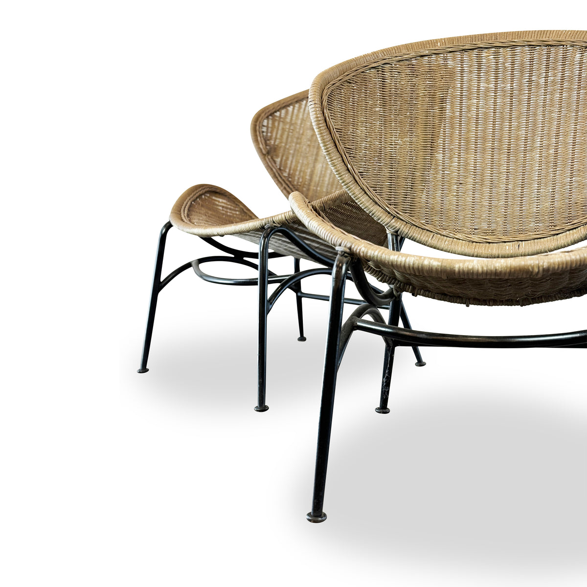 Wicker Clam Shell Chairs in the Style of Salterini