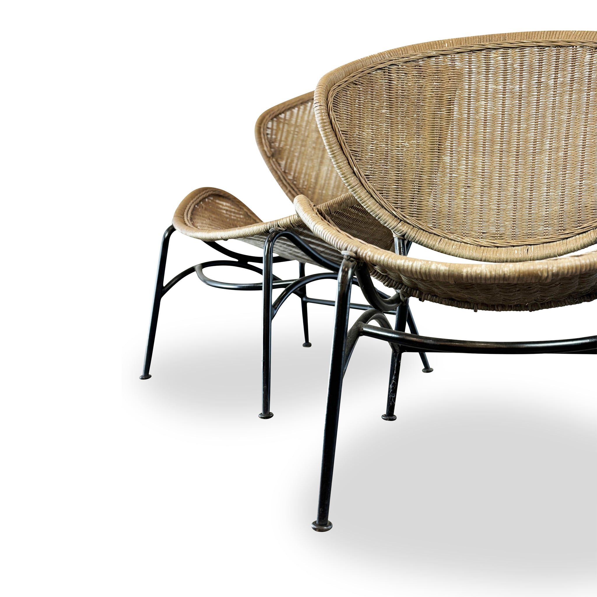 Table Chair Shell Wicker Clam Shell Chairs in the Style of Salterini - Decade Five ...