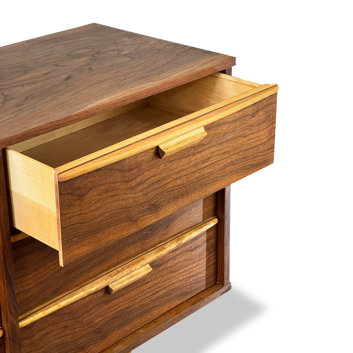 Walnut and Maple Nine Drawer Dresser