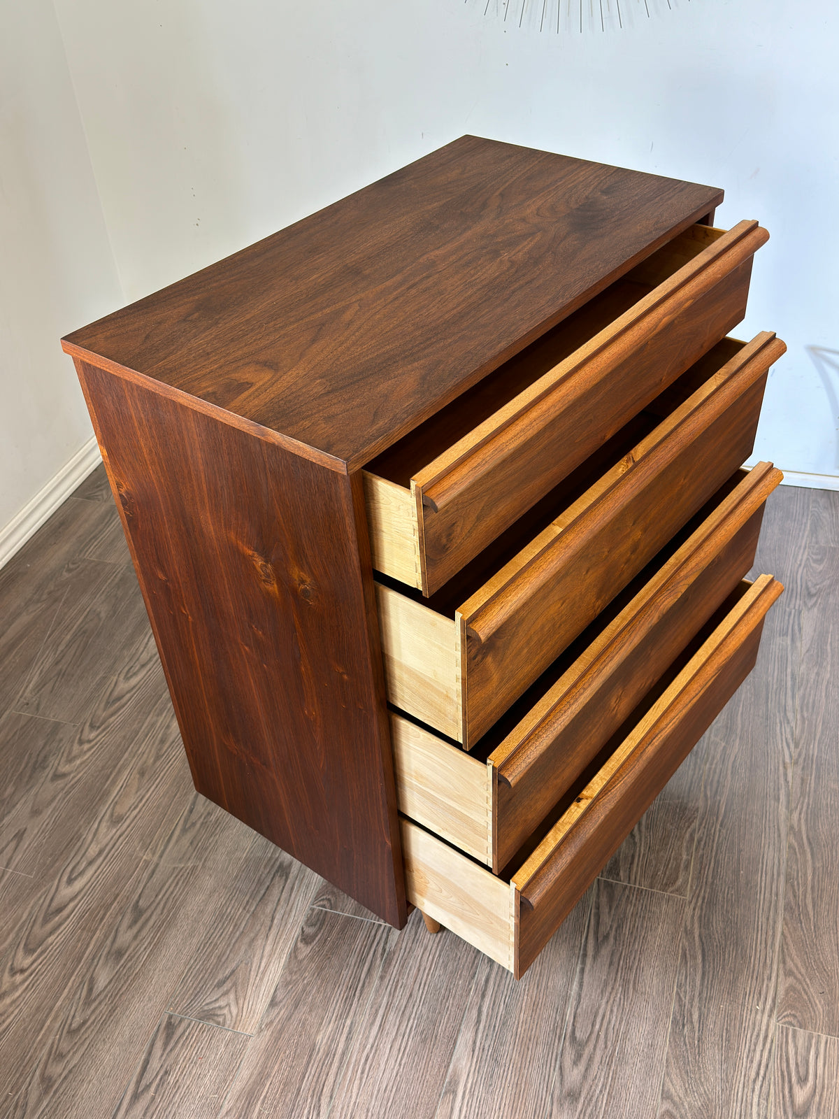 Walnut Four Drawer Highboy
