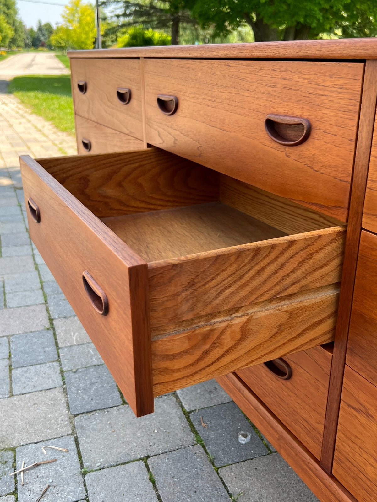 Teak Nine Drawer Dresser