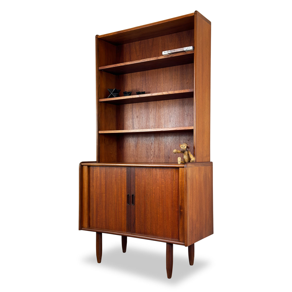 Teak Bookcase with Tambour Doors