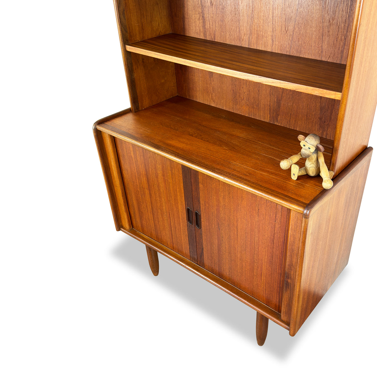 Teak Bookcase with Tambour Doors