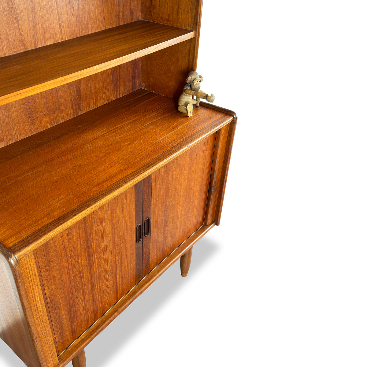 Teak Bookcase with Tambour Doors