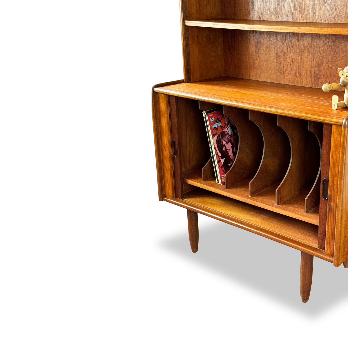 Teak Bookcase with Tambour Doors