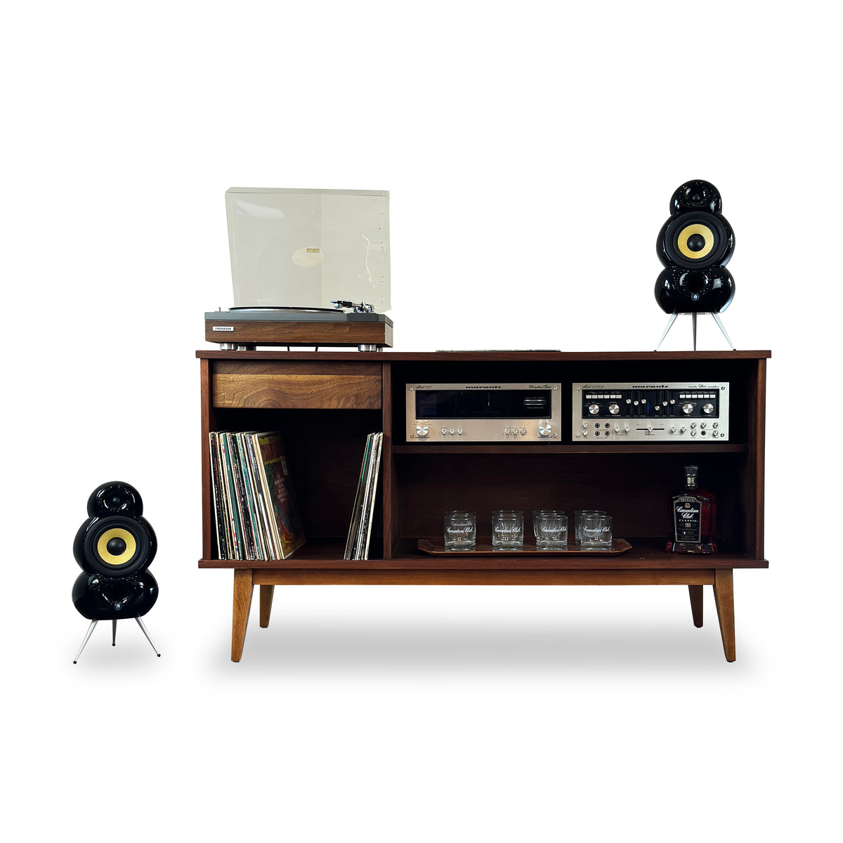 Walnut and Ash Record Cabinet