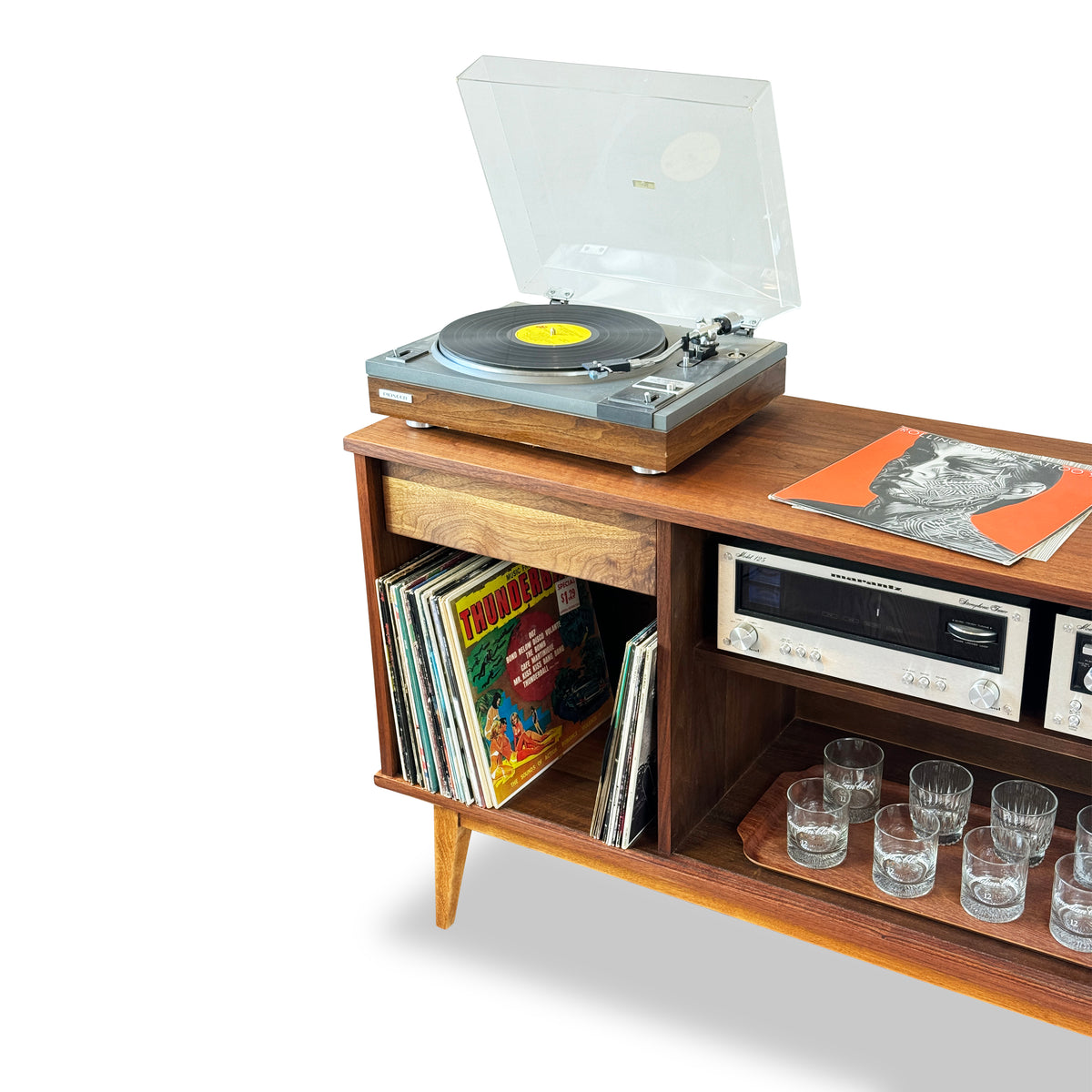 Walnut and Ash Record Cabinet