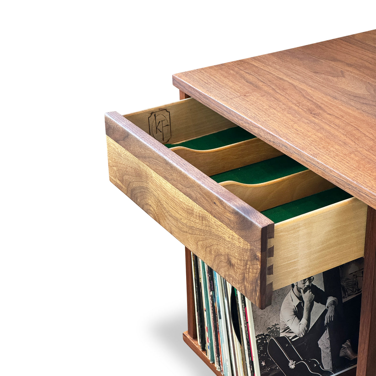 Walnut and Ash Record Cabinet