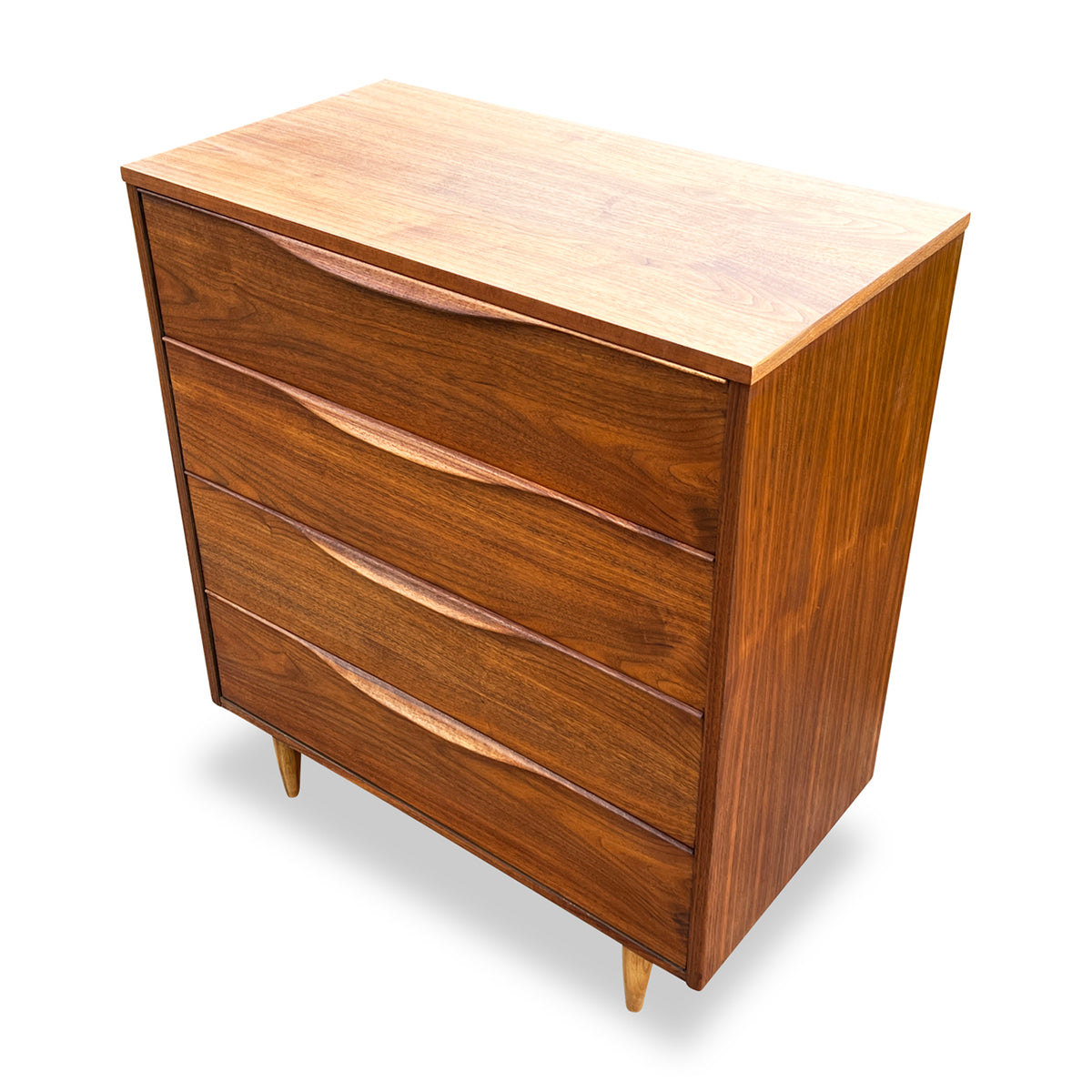 Vintage Walnut Four Drawer Highboy