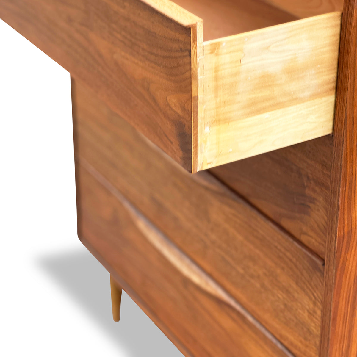Vintage Walnut Four Drawer Highboy