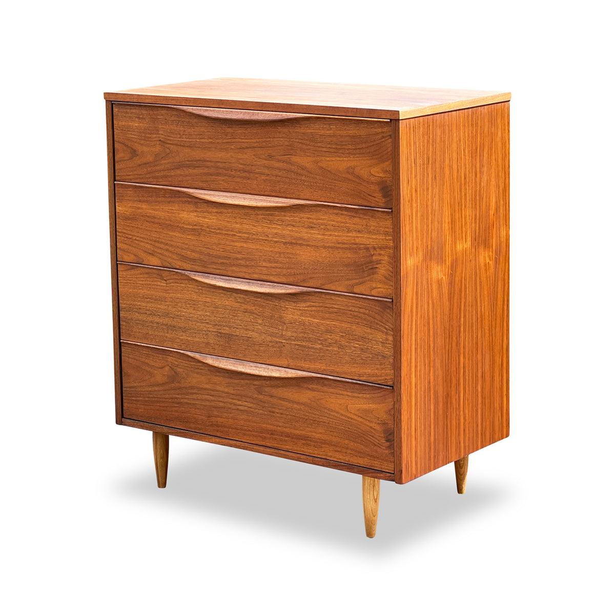 Vintage Walnut Four Drawer Highboy
