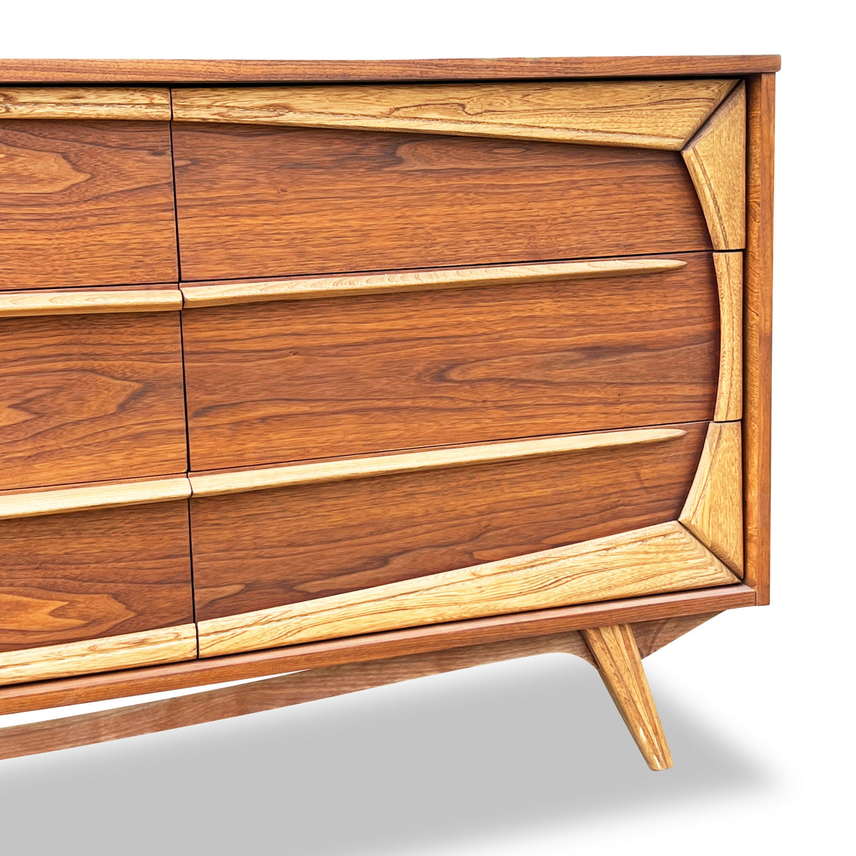 Walnut and Ash Nine Drawer Dresser