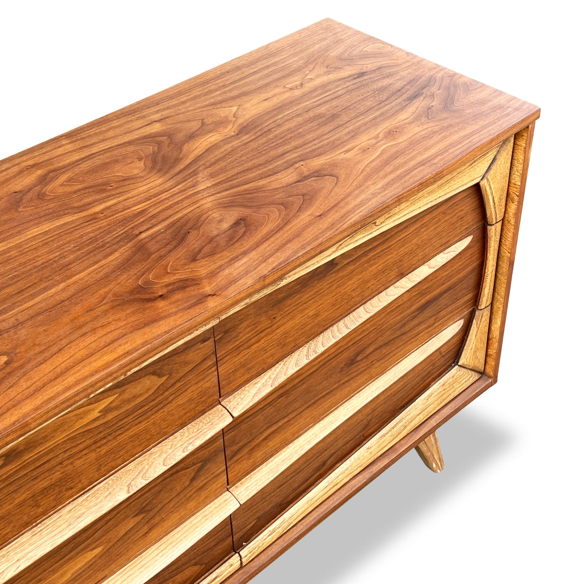 Walnut and Ash Nine Drawer Dresser