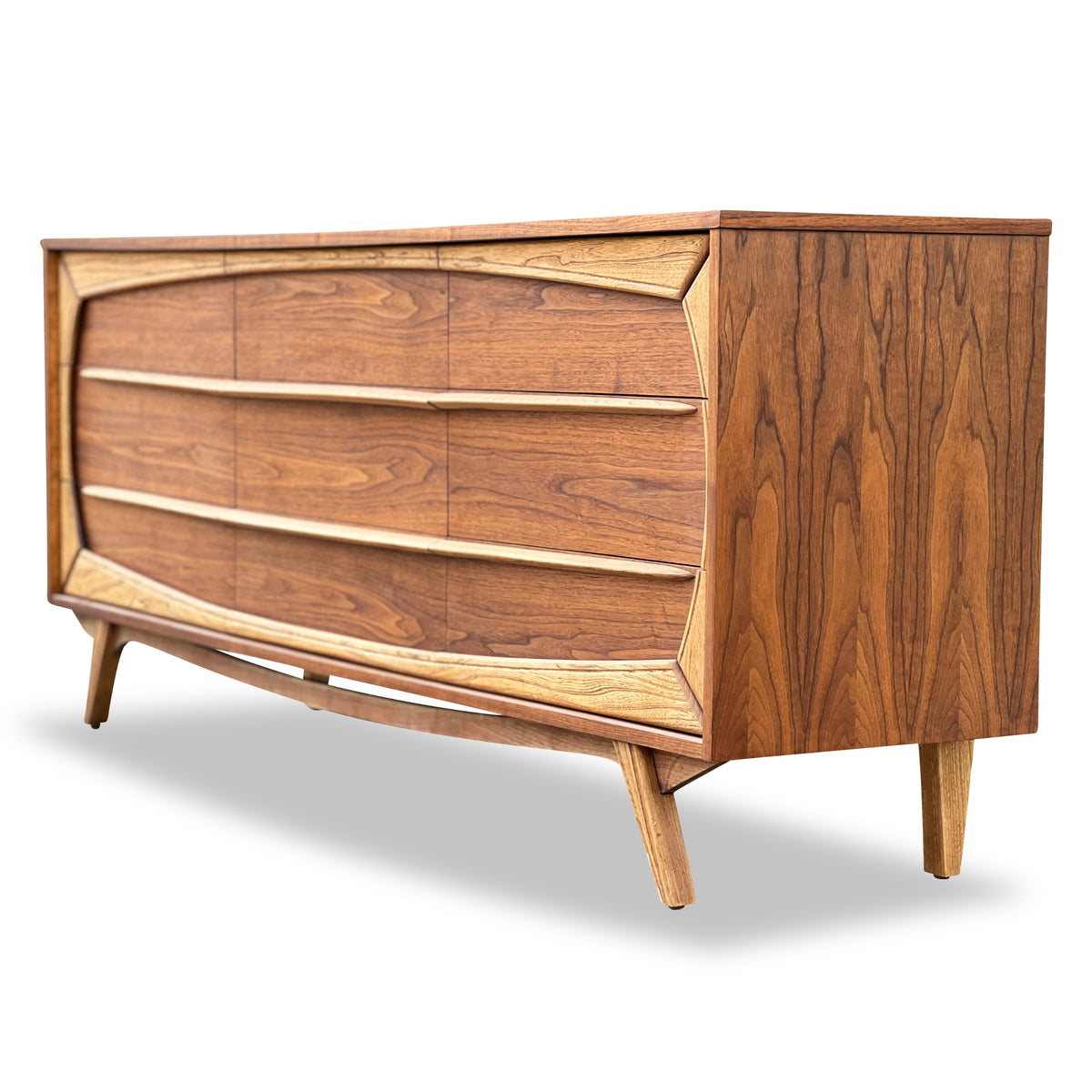 Walnut and Ash Nine Drawer Dresser