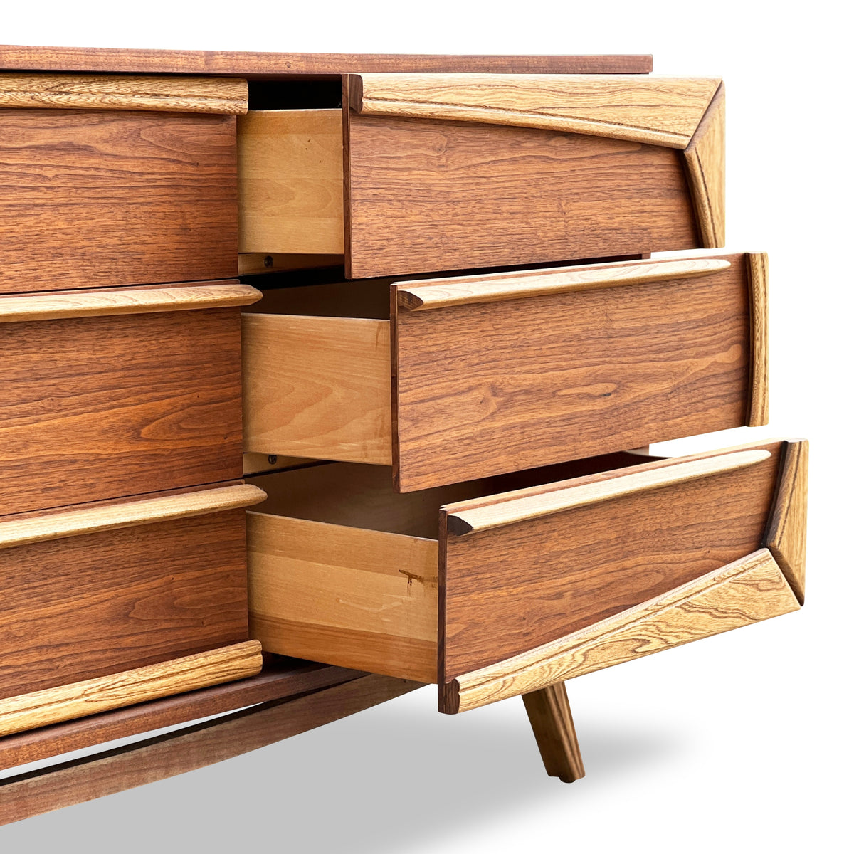Walnut and Ash Nine Drawer Dresser