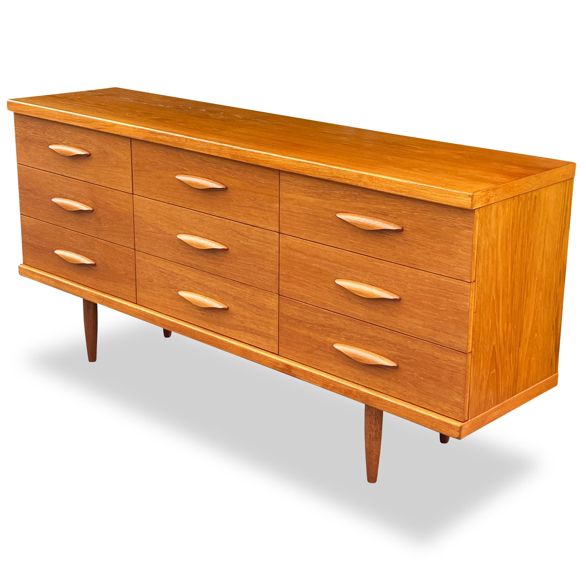 Teak Nine Drawer Dresser