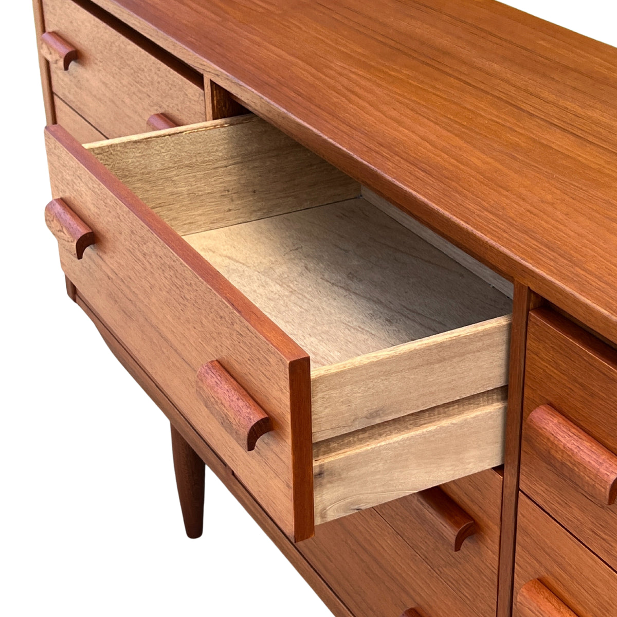 Teak Nine Drawer Dresser