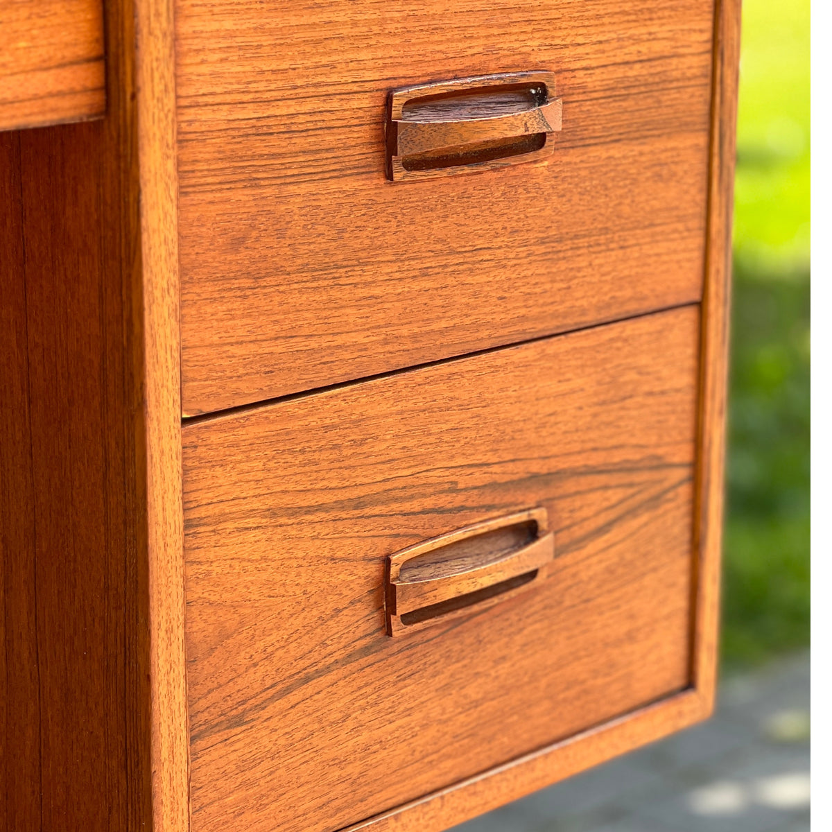 Teak Five Drawer Desk