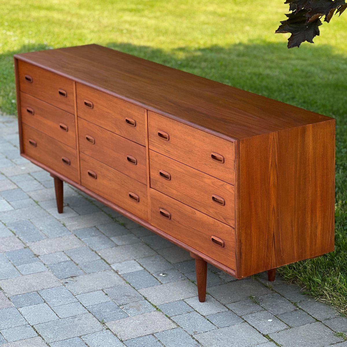 Teak Nine Drawer Dresser