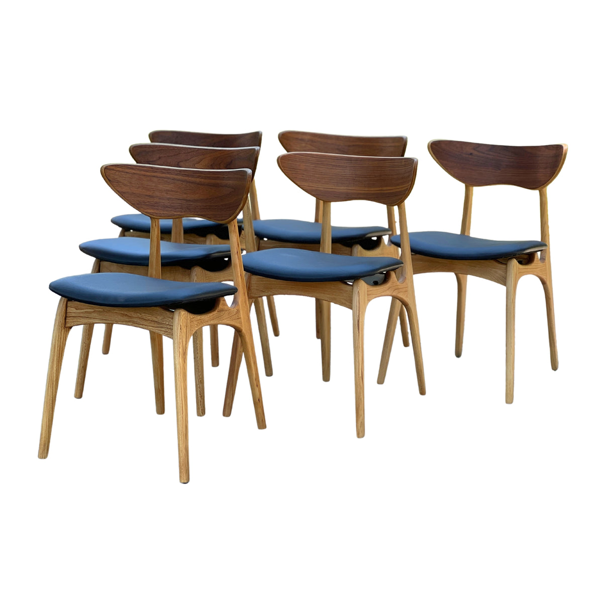 Set of Six Walnut and Elm Dining Chairs by Deilcraft