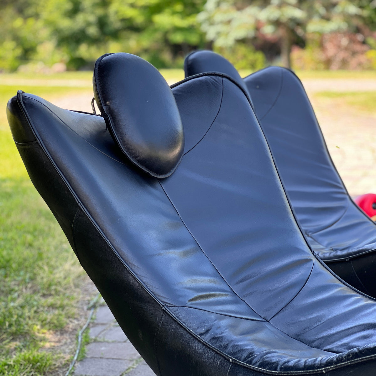 Pair of Black Leatherette Lounge Chairs
