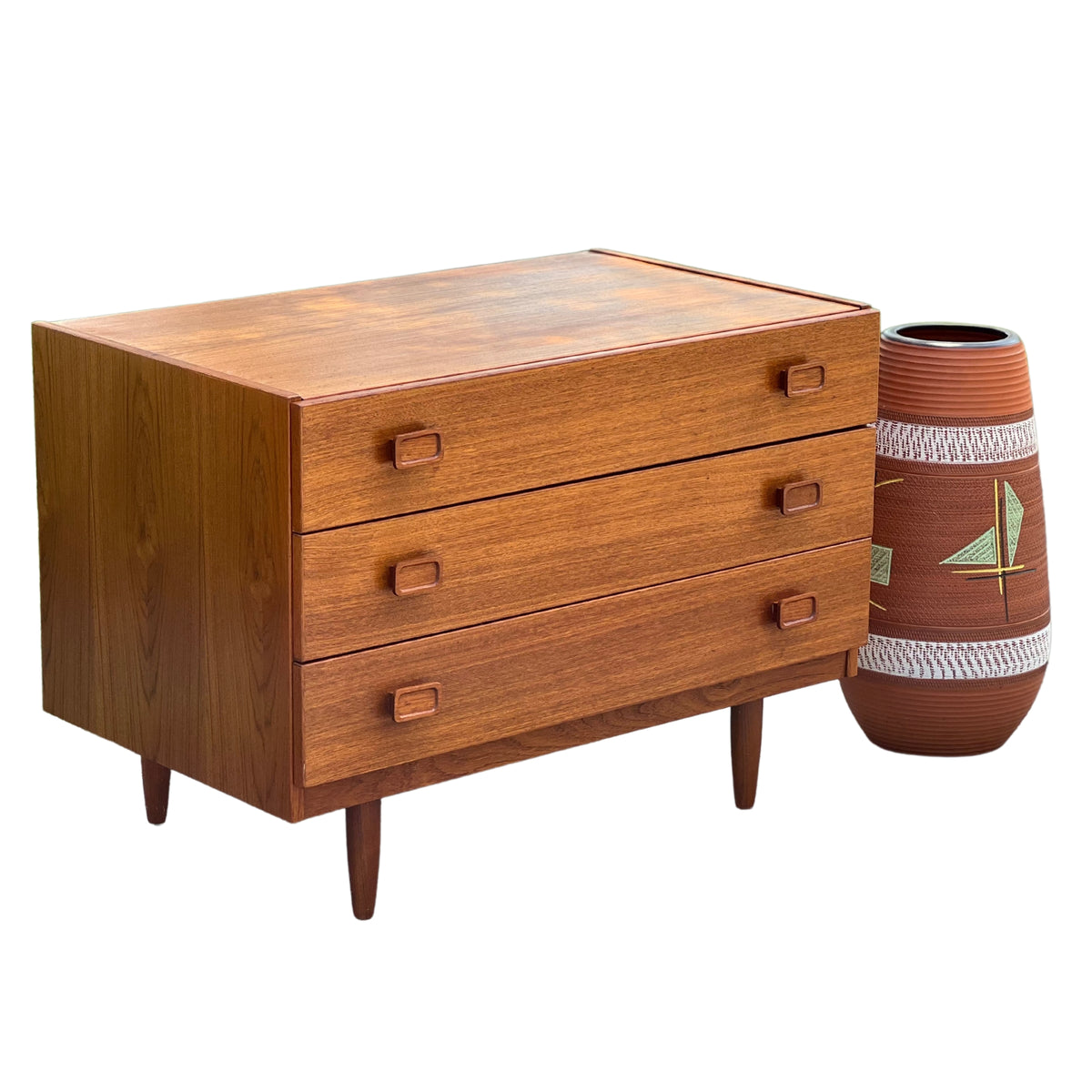 Teak Three Drawer Dresser