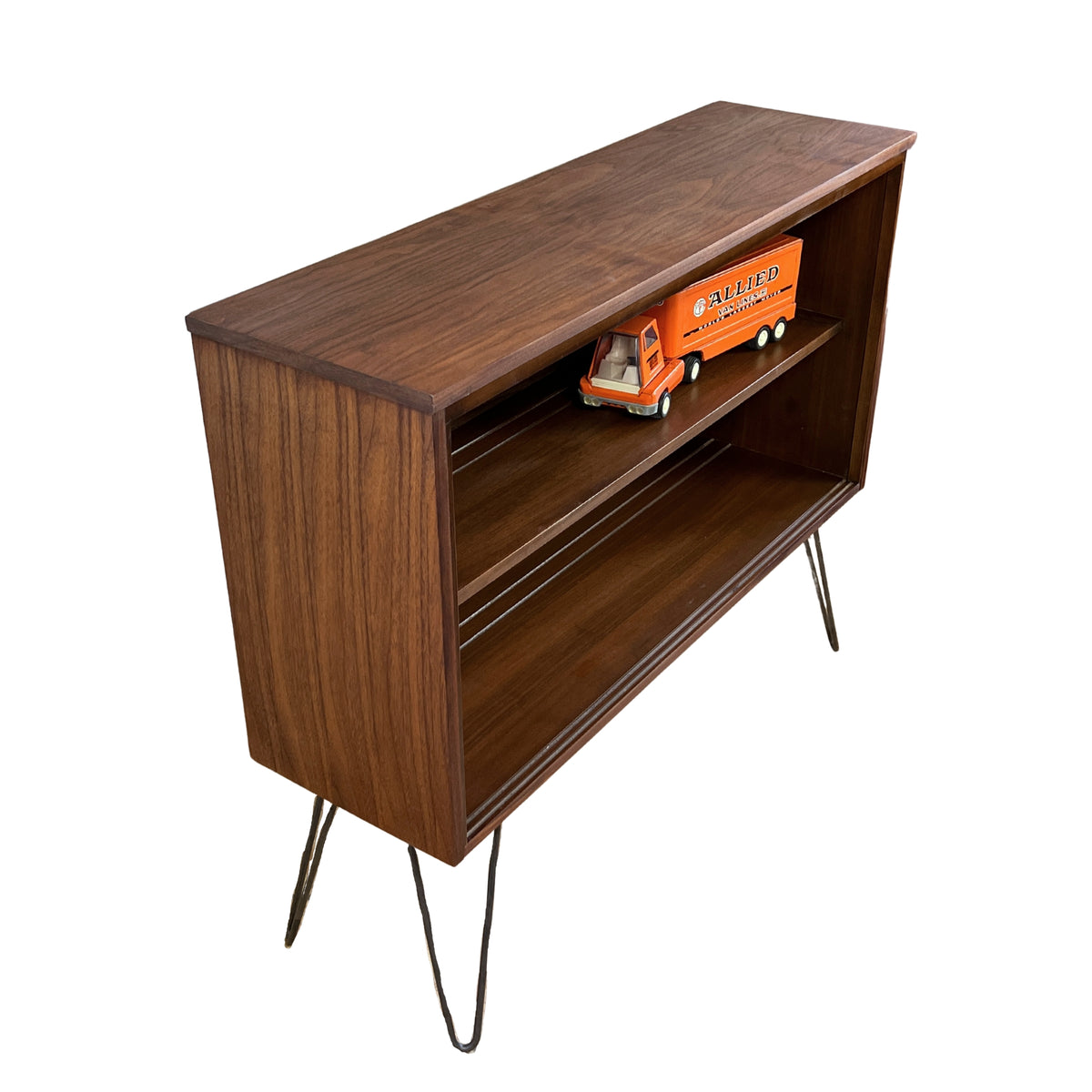 Walnut Bookcase on Hairpin Legs
