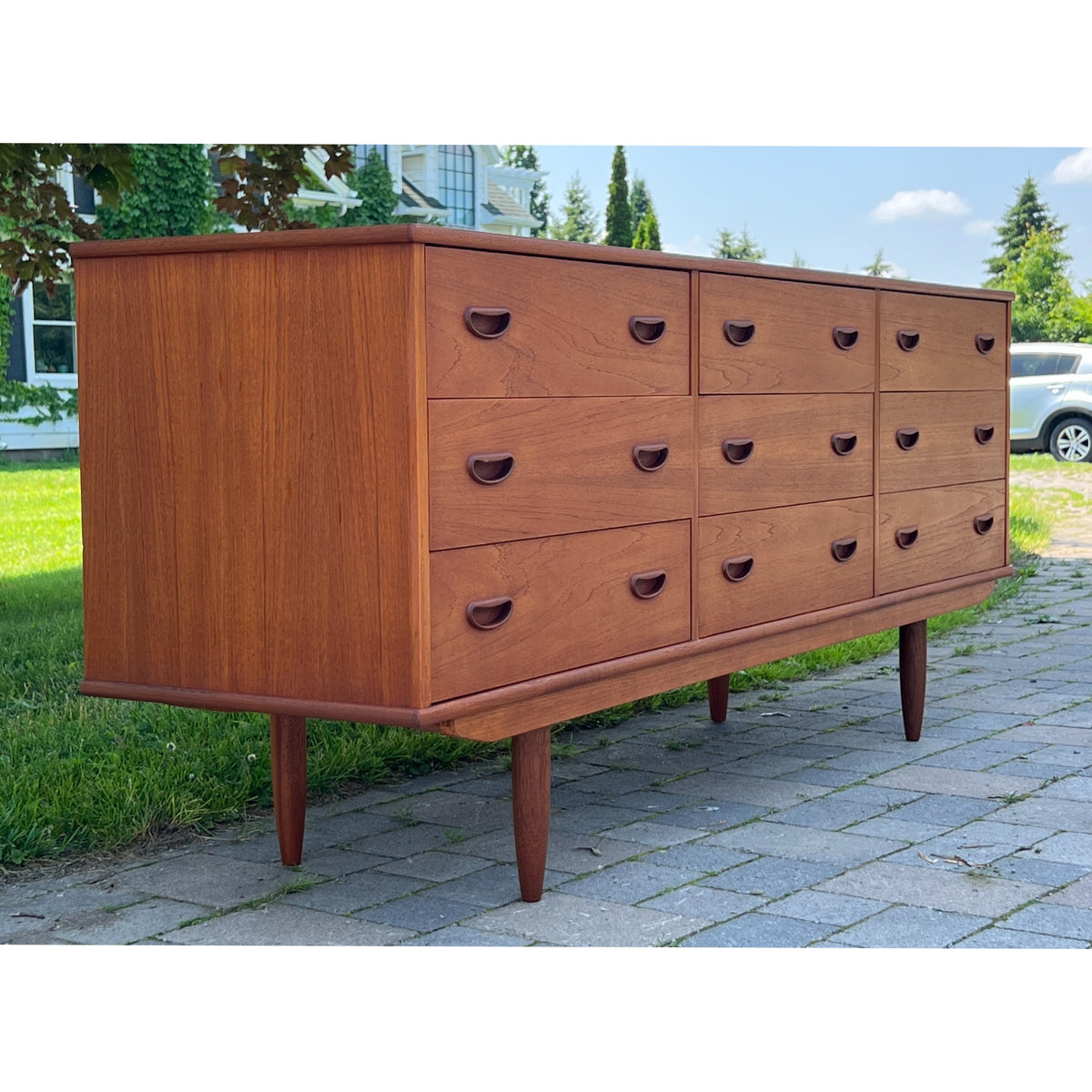 Teak Nine Drawer Dresser