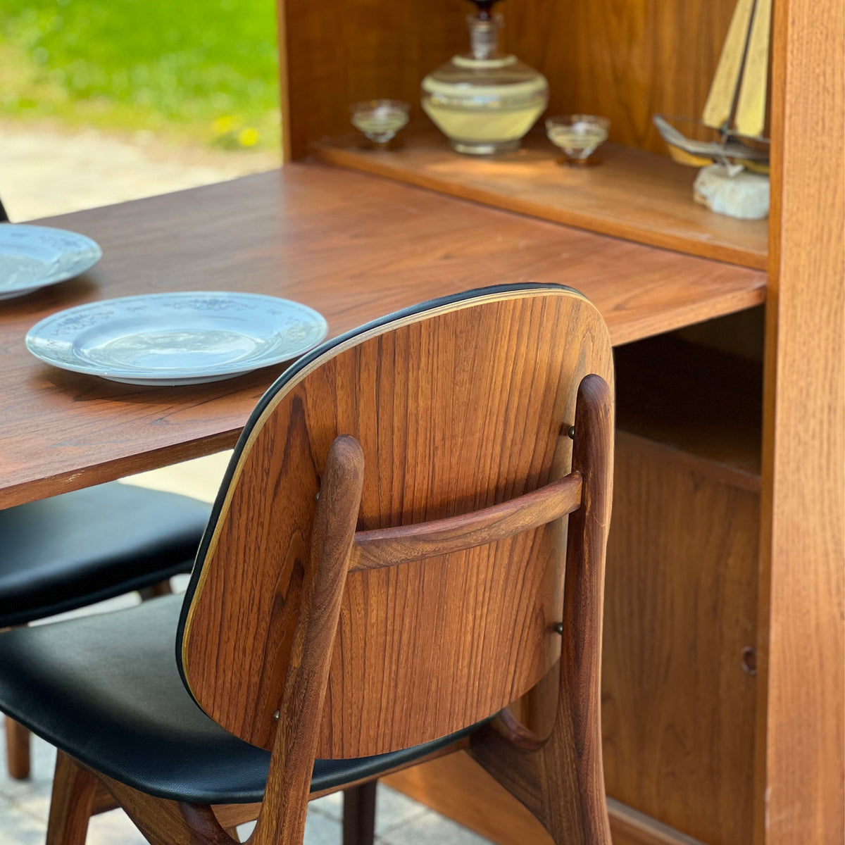 Teak Shelving with Drop Down Table