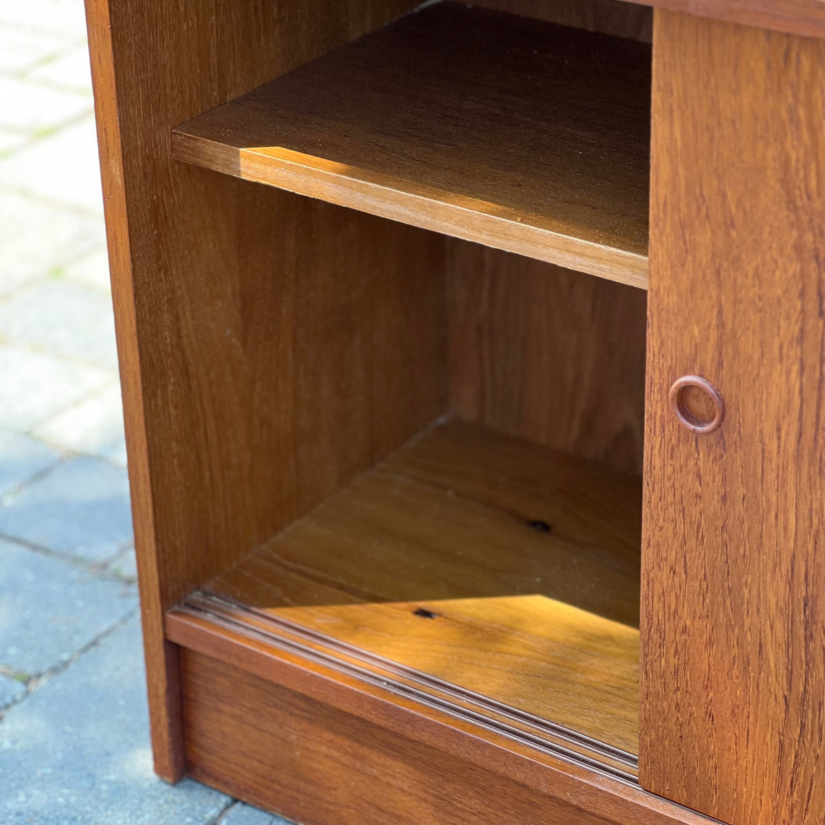 Teak Shelving with Drop Down Table