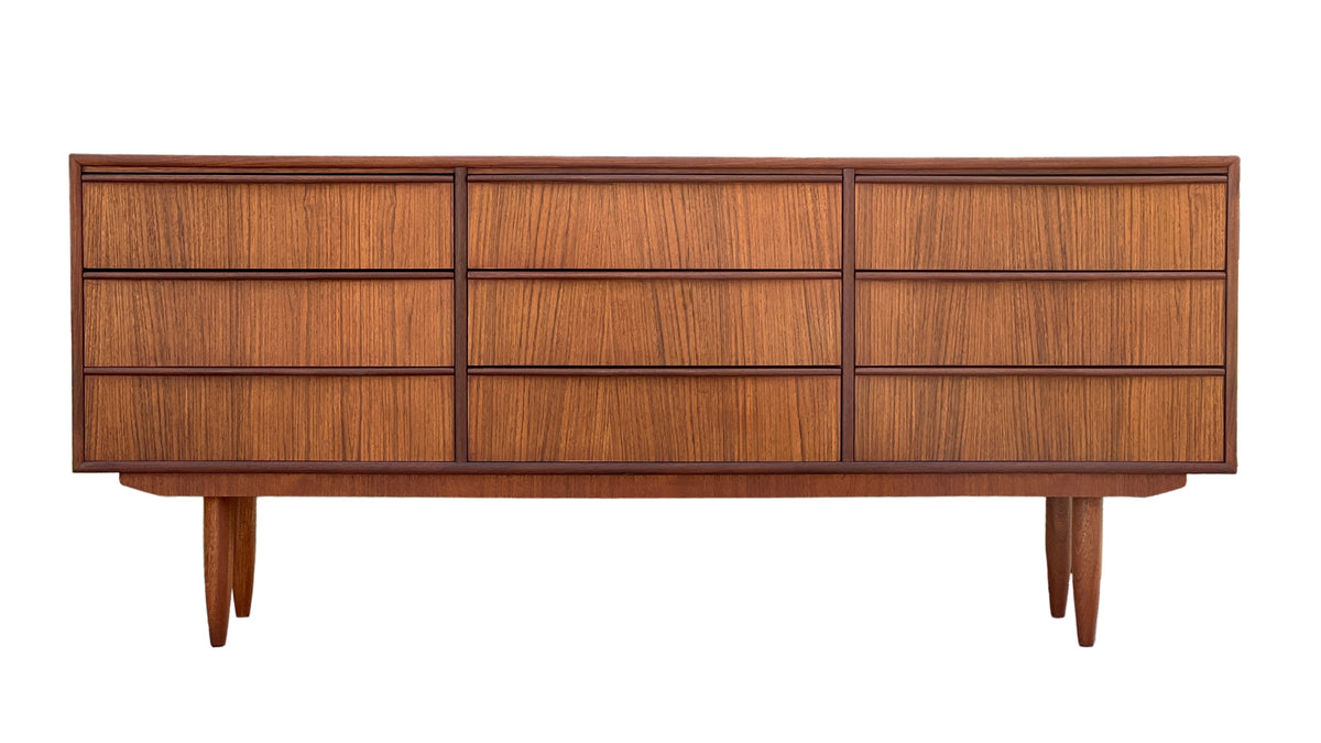Teak Nine Drawer Dresser