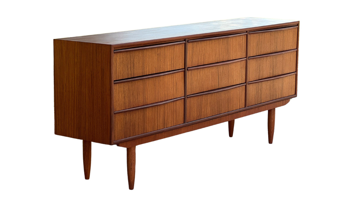 Teak Nine Drawer Dresser