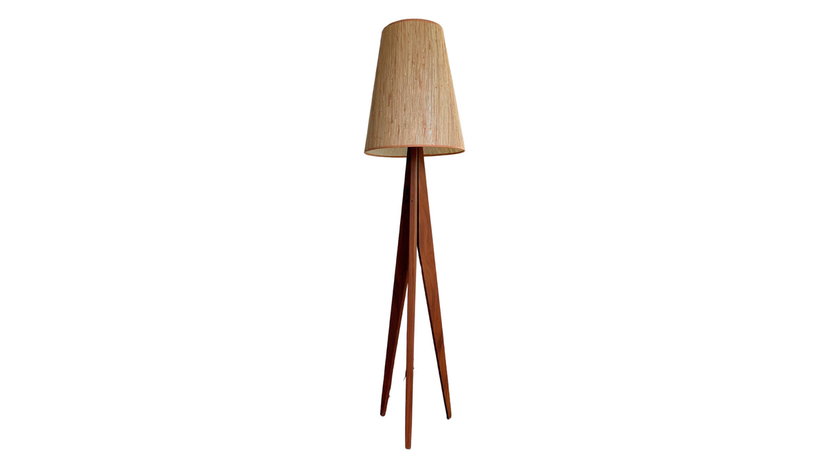 Vintage Walnut Tripod Lamp