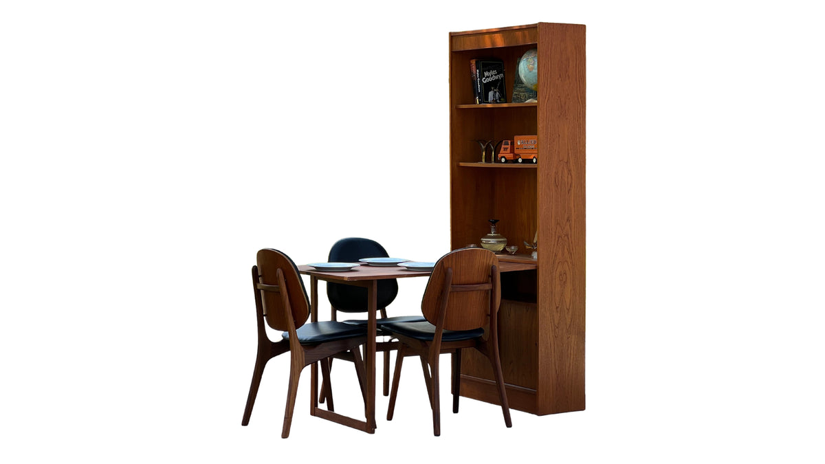 Teak Shelving with Drop Down Table
