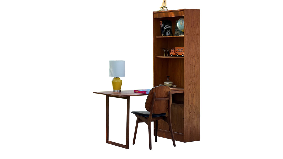 Teak Shelving with Drop Down Table