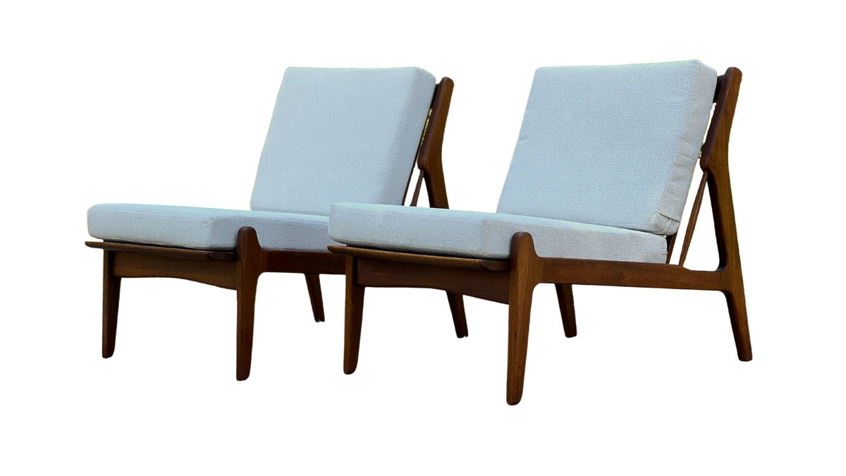 Pair of Vintage Slipper Walnut Easy Chairs