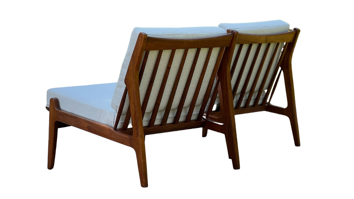 Pair of Vintage Slipper Walnut Easy Chairs