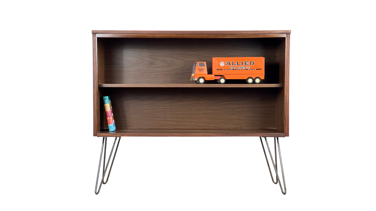 Walnut Bookcase on Hairpin Legs